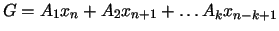 $G = A_1x_n+A_2x_{n+1} + \ldots A_kx_{n-k+1}$